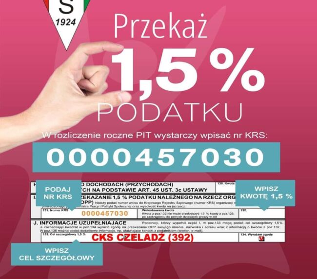 Wsparcie 1,5% dla CKS